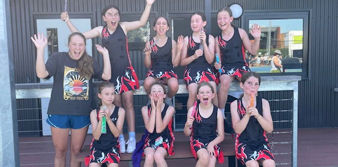 Netball players training