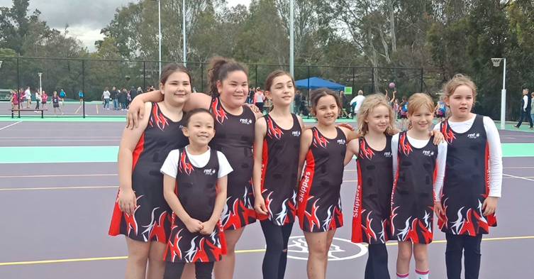 Netball players training